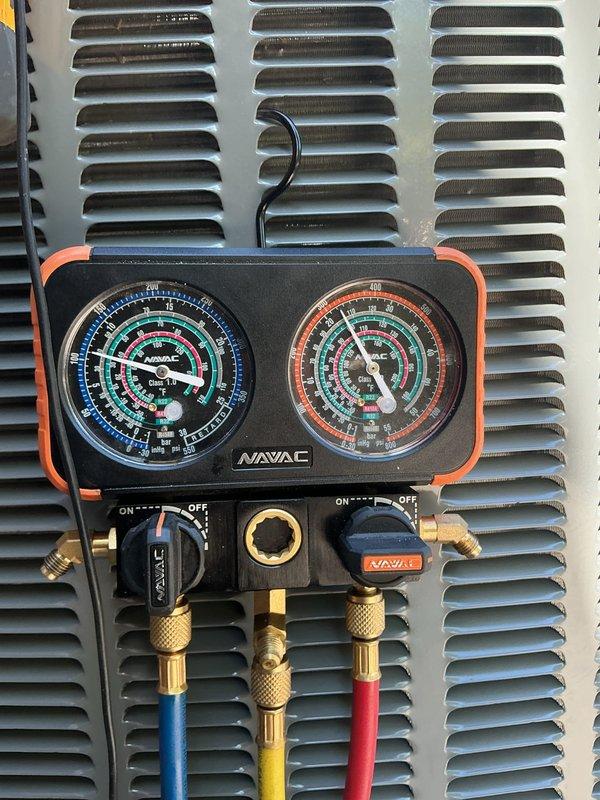 Responded to no cooling complaint on newly installed system. Performed diagnostic testing using manifold gauges and digital multimeter to assess system pressures and electrical components. Verified proper refrigerant charge levels and system operation to ensure unit was functioning correctly following installation.