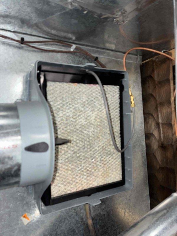 Completed scheduled HVAC cooling system maintenance including inspection of air filtration system, ductwork connections, and copper refrigerant lines. All system components were found to be in proper working condition with no electrical issues identified during the inspection.