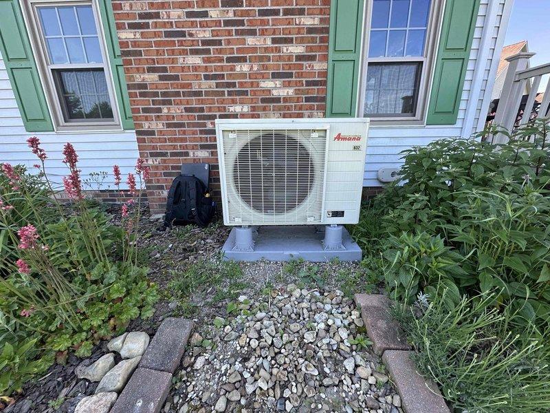 Completed scheduled preventive maintenance on Amana outdoor condensing unit. Performed comprehensive system inspection including visual examination of exterior components, electrical connections, and control board circuitry. All mechanical and electrical components found operating within normal parameters, with no issues identified requiring immediate attention.