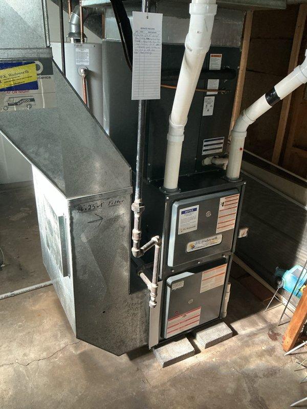 Completed comprehensive preventive maintenance on residential cooling system. Performed thorough inspection of furnace and air handler assembly, verified proper operation of electrical contactors and control wiring, checked refrigerant line connections and service valves for integrity, and confirmed condensate drain lines were clear and functioning properly. All system components found operating within manufacturer specifications with no deficiencies noted.