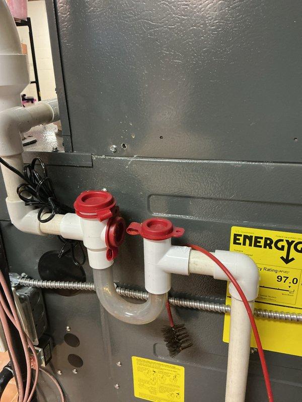 Responded to no cooling complaint following power outage on residential central air conditioning system. Upon arrival, inspected high-efficiency furnace and air handler unit with 97.0 AFUE rating. Found system controls had been disrupted due to electrical interruption. Reset system controls, verified proper operation of blower motor, checked condensate drain lines and trap for proper flow, and inspected all electrical connections. Cycled system through complete cooling operation to confirm proper startup sequence and airflow. System restored to normal cooling operation with all components functioning within manufacturer specifications.