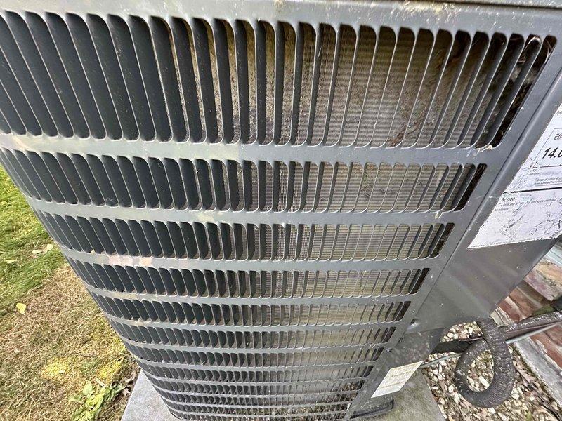 Completed scheduled preventive maintenance on residential air conditioning system. Inspected outdoor condensing unit including condenser coil fins, verified proper electrical connections at exterior disconnect box, and documented equipment condition through photographs. Unit found operating within normal parameters with no immediate repairs required.
