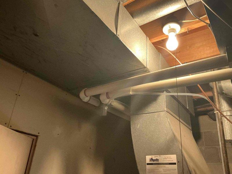 Conducted comprehensive assessment for full HVAC system replacement. Evaluated existing ductwork infrastructure in basement utility area and documented current mechanical layout including ventilation components, PVC drainage lines, and copper refrigerant lines. Created detailed floor plan measurements and spatial diagrams to determine optimal equipment placement and system configuration for replacement installation.