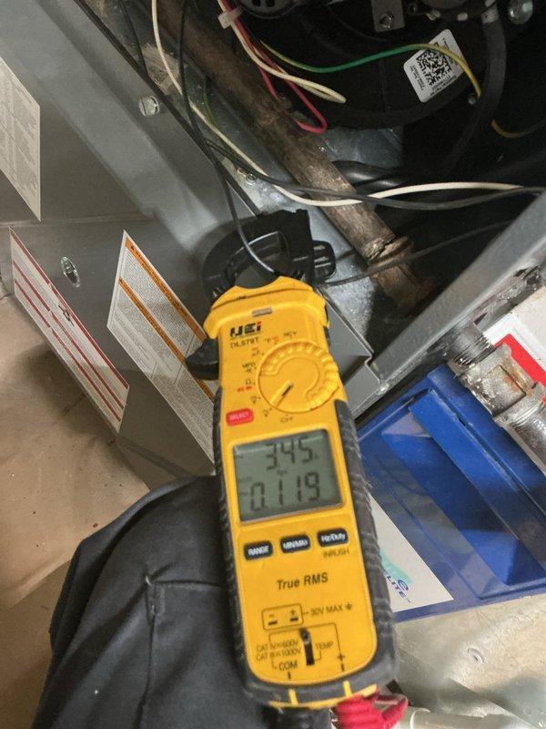 Completed comprehensive preventive maintenance on two residential air conditioning systems. Performed system diagnostics using digital multimeter to verify proper electrical values and control voltage readings at 24.5V, confirming normal operation of both HVAC units. Inspected furnace/air handler components, ductwork connections, refrigerant lines, and condensate drainage systems with all equipment found to be in operational condition.