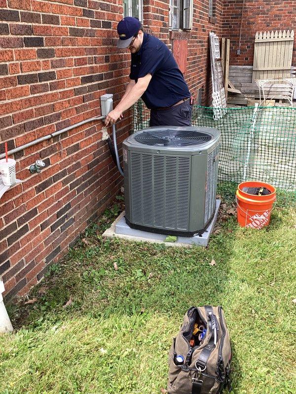Completed first-year cooling maintenance on residential HVAC system, including inspection of indoor air handler unit and outdoor condensing unit. Serviced condensate drain line with flush treatment, inspected all electrical connections, and evaluated refrigerant lines for proper insulation and secure mounting. Investigated reported loud clicking noise from outdoor unit; inspected fan motor, contactor, and capacitor for potential sources of audible concern during operation.
