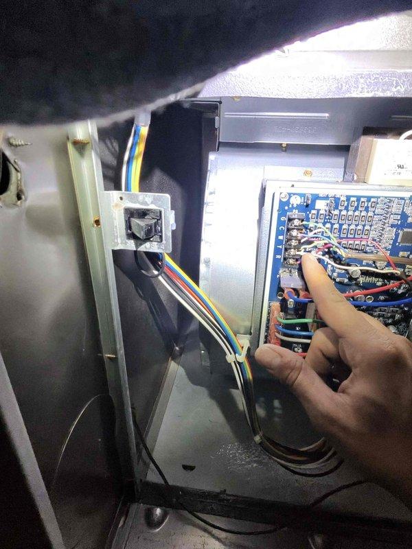 Responded to no-cooling call where thermostat was not communicating with outdoor unit. Diagnosed control board issue inside air handler, inspecting circuit board connections and electronic components. Verified proper wiring connections between thermostat and HVAC system, tested control board functionality, and restored system operation allowing unit to respond to thermostat commands.