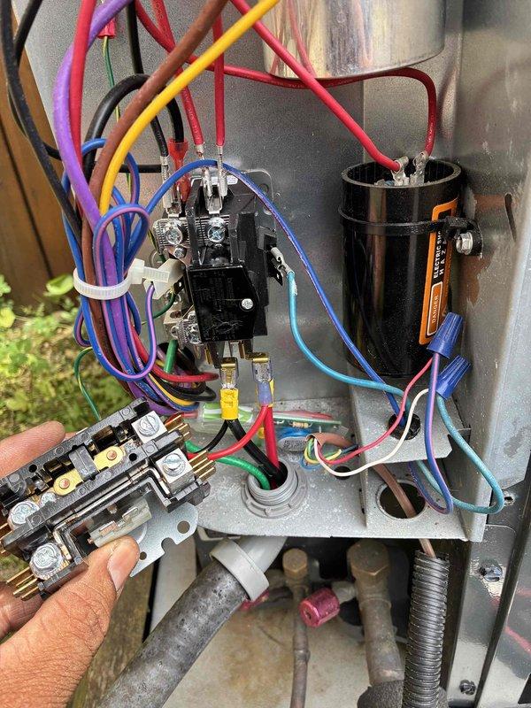 Returned to complete repair work on air conditioning unit. Replaced failed contactor and installed two surge protectors to provide electrical protection for the system. Unit was reported as noisy but remained operational throughout the service call. All electrical connections were properly secured and tested for functionality upon completion.
