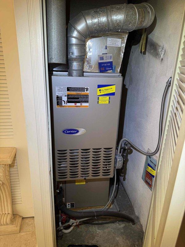 Responded to service call for non-operational air conditioning and furnace system. Upon arrival, performed diagnostic inspection of both Carrier furnace unit and outdoor condensing unit. Completed system evaluation, documented equipment condition with photos, and collected payment for service call as requested.