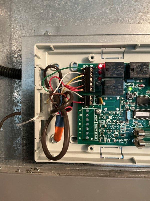 Responded to no-heat call on recently installed furnace system. Upon arrival, inspected furnace control board and wiring connections. Found thermostat control board had loose wire connections at terminal block that were preventing proper communication between thermostat and furnace. Secured all wire connections to terminal blocks, verified proper seating of all wiring harnesses, and tested system operation. Furnace ignited properly and began delivering conditioned air through ductwork. System cycling normally at time of departure.
