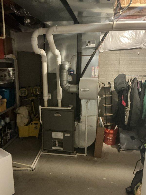 Conducted on-site evaluation of existing residential HVAC system located in basement utility area. Assessed current furnace and air handler configuration, including associated ductwork, refrigerant lines, and PVC drainage/venting systems. Documented equipment conditions and spatial constraints through photographic records. Presented multiple replacement options including standalone AC unit replacement and complete HVAC system upgrade alternatives. Provided detailed estimates for customer consideration and follow-up discussion.