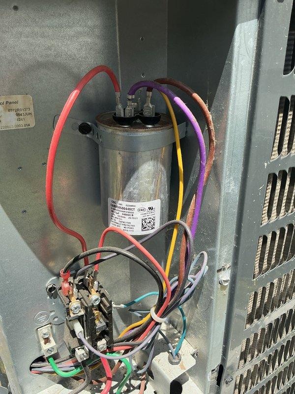 Responded to no cooling call and performed system diagnostics. Inspected electrical components in outdoor unit and found capacitor operational with all wire connections secure. Tested contactor functionality and verified proper electrical operation. System restored to normal cooling operation. Presented maintenance program information to customer outlining preventative maintenance benefits and available service options.