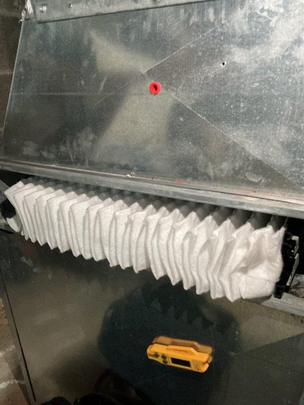 Completed scheduled HVAC cooling system maintenance including inspection of exterior electrical connections and conduit at the outdoor unit, as well as interior air handler components. Verified air filter condition and checked system accessibility, with all components found to be in proper working order.