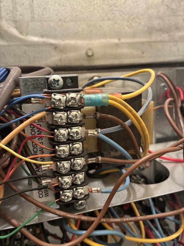 Completed installation of Unico air handler system with coil for heat pump application. Wired control terminal block with proper 24V connections and verified all electrical terminations at the unit. Installed exterior condenser units on concrete pad with proper refrigerant line connections and confirmed system operational with service financing approval.