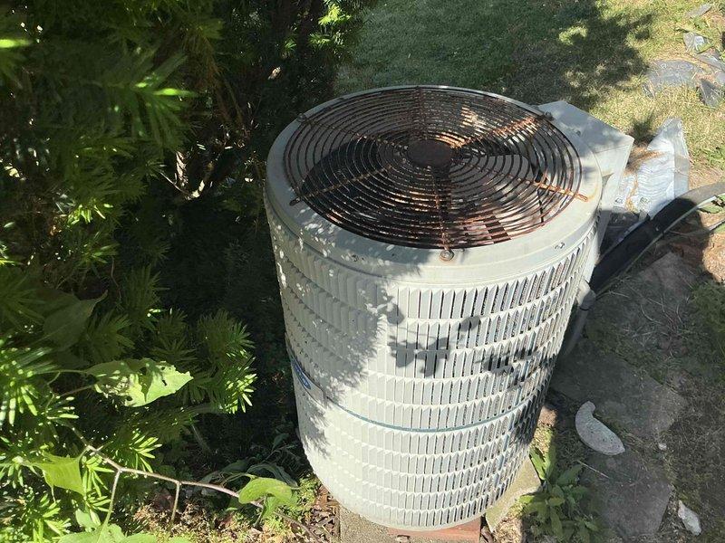 Conducted comprehensive evaluation of existing HVAC system for full replacement estimate. Assessed basement furnace installation with current ductwork configuration and plumbing connections, noting accessible location for equipment changeout. Evaluated outdoor condenser unit positioned on concrete pad with adequate clearance for service access. Provided complete system replacement options including equipment specifications, installation requirements, and upgrade recommendations for improved efficiency and performance.