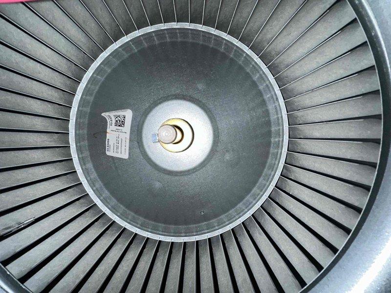 Performed routine cooling system maintenance inspection during midafternoon service call. Verified supply air temperature at 43.0°F at the duct outlet, confirming proper refrigerant charge and system cooling capacity. Inspected blower wheel assembly and found fan blades clean with no debris accumulation, ensuring optimal airflow and system efficiency.