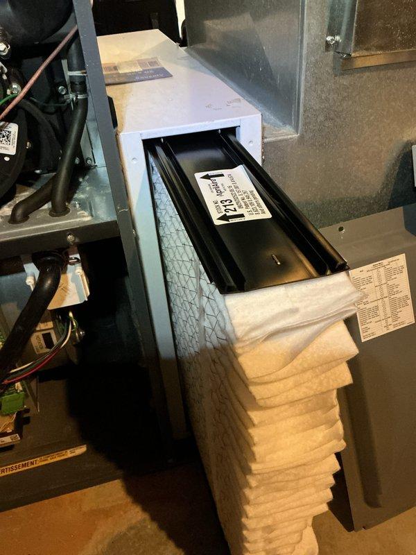 Completed scheduled cooling maintenance on residential HVAC system. Performed inspection of indoor air handler unit, verified air filter condition and proper fitment, and serviced outdoor Americool condenser unit including inspection of compressor, fan operation, and refrigerant lines. All components found operating within normal parameters with no deficiencies noted.