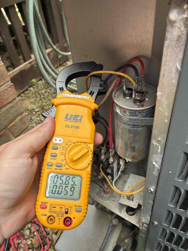 Completed scheduled preventive maintenance on residential cooling system. Performed comprehensive electrical diagnostics including capacitor testing and amp draw measurements on outdoor condensing unit using digital clamp meter, verifying all electrical components operating within manufacturer specifications. All system parameters checked and found to be functioning properly with no deficiencies noted.