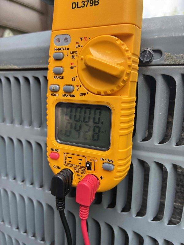 Completed scheduled preventive maintenance on residential cooling system. Performed comprehensive electrical diagnostics including capacitor testing and amp draw measurements on outdoor condensing unit using digital clamp meter, verifying all electrical components operating within manufacturer specifications. All system parameters checked and found to be functioning properly with no deficiencies noted.