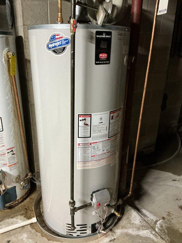 Responded to service call for Bradford White gas water heater experiencing pilot light failure following electrical outage. Upon arrival, confirmed unit was cycling off after approximately five minutes of operation. Diagnostic assessment revealed error code indicating insufficient gas supply pressure to the unit. Observed three-second flash code consistent with low gas input condition. Verified gas supply line connections and pressure to water heater, determining issue was related to incoming gas pressure requiring utility company intervention or gas line system evaluation. Documented findings and advised that unit would resume normal operation once adequate gas pressure is restored to the system.