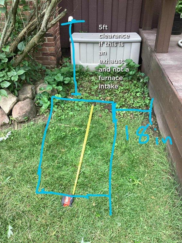 Conducted comprehensive electrical inspection of residential property and evaluated site for backup generator installation. Assessed proposed generator placement location in side yard area, measuring 5ft x 3ft footprint with adequate clearance from existing structures. Verified proper spacing from fence line, storage units, and existing utility penetrations. Documented clearance requirements for exhaust ventilation, noting 5ft minimum distance from potential furnace intake points to ensure code compliance. Photographed site conditions including ground surface, access pathways, and proximity to landscaping features for installation planning. Provided detailed quote for generator system installation based on site assessment findings.