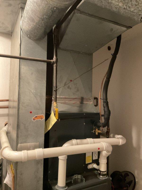 Completed scheduled preventive maintenance on two residential cooling systems. Performed comprehensive inspection of both HVAC units including air handler and furnace components. Checked refrigerant lines, verified proper drainage through condensate system, and inspected all PVC piping connections for leaks. Cleaned accessible components, verified electrical connections, and ensured proper airflow through the systems. Both units operating within normal parameters upon completion of maintenance service.
