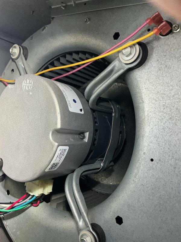 Completed comprehensive cooling system maintenance on HVAC unit. Performed thorough inspection of blower motor assembly, verifying proper wire connections and motor operation. Inspected blower wheel for debris and confirmed unrestricted airflow. Evaluated air filtration system and ensured adequate filter supply is available for ongoing maintenance. All components operating within normal parameters with no deficiencies noted.