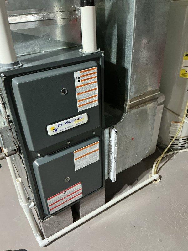 Responded to frozen refrigerant line condition on residential air conditioning system. Upon arrival, confirmed evaporator coil freeze-up on outdoor condenser unit. Instructed homeowner to power down system to allow complete defrost of refrigerant lines. Assessed P.K. Wadsworth furnace and air handler installation for proper airflow and filter status. Provided customer with filter replacement information and specifications for ongoing maintenance to prevent future freeze-up conditions caused by restricted airflow.