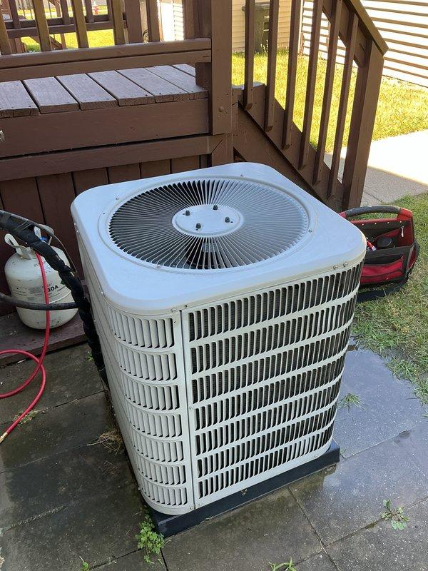 Responded to frozen refrigerant line condition on residential air conditioning system. Upon arrival, confirmed evaporator coil freeze-up on outdoor condenser unit. Instructed homeowner to power down system to allow complete defrost of refrigerant lines. Assessed P.K. Wadsworth furnace and air handler installation for proper airflow and filter status. Provided customer with filter replacement information and specifications for ongoing maintenance to prevent future freeze-up conditions caused by restricted airflow.