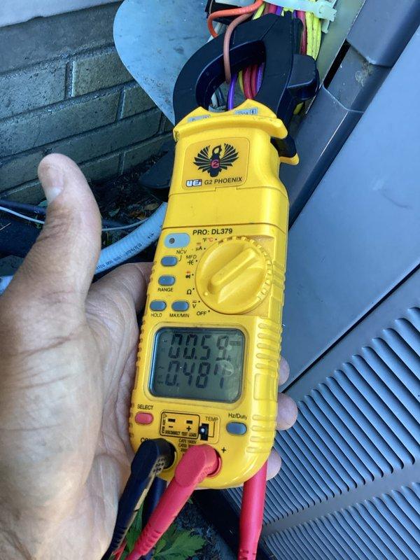 Completed scheduled preventive maintenance on residential cooling system. Performed comprehensive electrical diagnostics using digital multimeter to verify proper voltage and amperage readings across contactor and control circuits. Identified and removed debris accumulation including spider webbing from contactor terminals and electrical connections to prevent potential safety hazards and ensure reliable operation. Inspected all wire terminations, verified secure connections at contactor assembly, and confirmed proper operation of all electrical components. System tested and operating within normal parameters upon completion.