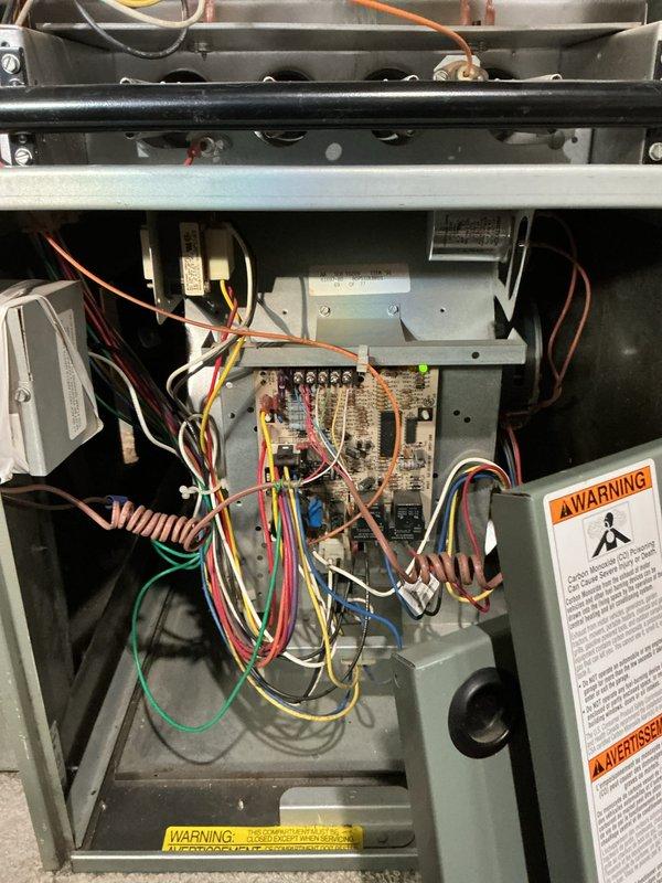 Completed scheduled preventive maintenance on residential cooling system. Performed comprehensive inspection of air handler unit, verifying electrical connections, control board operation, and proper wire terminations throughout the system. Inspected condensate drain assembly including trap and emergency shut-off valve, confirmed proper drainage flow and cleared trap of sediment buildup. Verified all mechanical and electrical components operating within normal parameters, system tested and left in full operational condition.