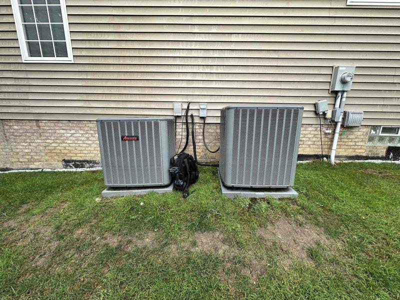 Completed scheduled preventive maintenance on dual outdoor condensing unit cooling system. Performed comprehensive inspection of both Trane units, including visual assessment of external components, louvers, and electrical connections. Inspected air filter assembly in attic space, noting moderate dust accumulation and particulate loading on filter medium. Verified proper operation of condensate drain lines, electrical disconnect boxes, and associated conduit runs. Both units operating within normal parameters with no immediate service concerns identified. System ready for continued operation through cooling season.