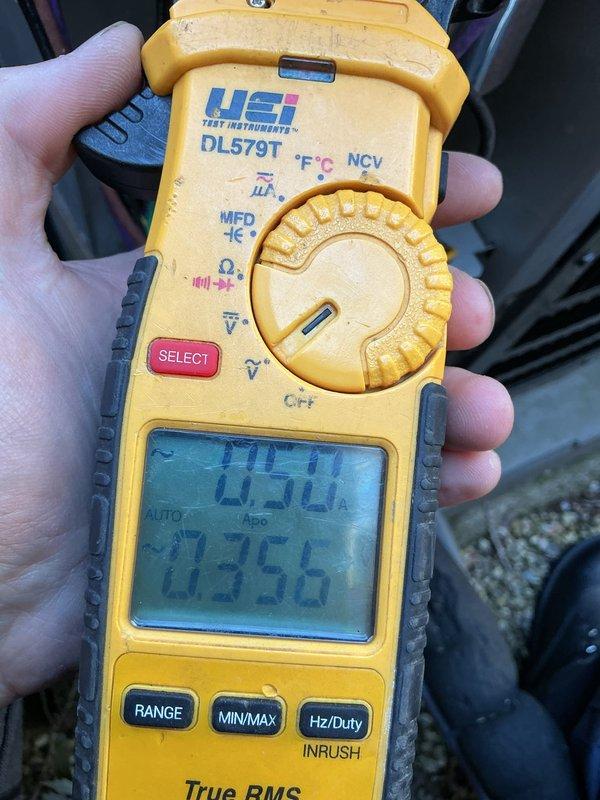 # HVAC Cooling Maintenance Summary

Completed scheduled preventive maintenance visit on residential cooling system. Performed comprehensive system diagnostics including electrical measurements and temperature readings. Multimeter readings confirmed supply voltage at 115.0V with current draw of 0.356A, indicating proper electrical operation. Surface temperature measurements recorded at 83.5°F using infrared thermometer to verify equipment performance. All system parameters operating within manufacturer specifications.

# Detailed Service Report

Performed routine preventive maintenance inspection on air conditioning system as part of ongoing service agreement. Conducted thorough evaluation of cooling equipment to ensure optimal performance and reliability during cooling season.

**Electrical Testing and Diagnostics:**
Utilized digital multimeter to verify electrical system integrity. Measured supply voltage at 115.0 volts AC, confirming proper power delivery to unit. Recorded current dr