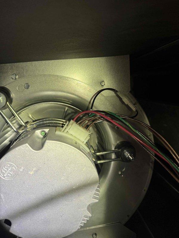 Returned to site to replace defective WiFi control board on HVAC blower assembly under warranty. Accessed unit in attic space, disconnected existing wiring harness from blower motor assembly, and removed failed WiFi board. Installed new WiFi board, reconnected all electrical connections including multi-speed motor wiring, and verified proper operation of blower motor and wireless connectivity. Unit tested and operating normally.