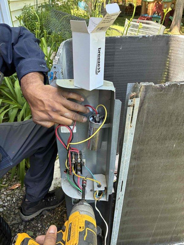 Returned to complete previously scheduled repair work on residential air conditioning system. Successfully replaced failed capacitor in outdoor condensing unit, restoring proper electrical function to the compressor and fan motor. Removed and thoroughly cleaned the blower wheel assembly, eliminating accumulated dust and debris that had restricted airflow through the air handler. Performed comprehensive coil cleaning on the evaporator coil to restore optimal heat transfer efficiency and system performance. All electrical connections were verified secure, system operation tested and confirmed functioning within normal parameters upon completion.