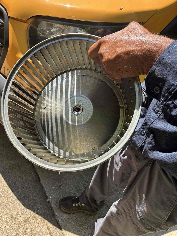 Returned to complete previously scheduled repair work on residential air conditioning system. Successfully replaced failed capacitor in outdoor condensing unit, restoring proper electrical function to the compressor and fan motor. Removed and thoroughly cleaned the blower wheel assembly, eliminating accumulated dust and debris that had restricted airflow through the air handler. Performed comprehensive coil cleaning on the evaporator coil to restore optimal heat transfer efficiency and system performance. All electrical connections were verified secure, system operation tested and confirmed functioning within normal parameters upon completion.