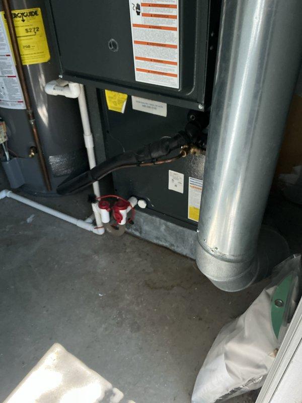 Completed scheduled preventive maintenance on residential split cooling system including indoor furnace unit and outdoor condensing unit. Performed comprehensive inspection of both components, verified proper refrigerant levels, checked electrical connections, cleaned condenser coils, tested system operation and airflow, and confirmed all safety controls functioning within manufacturer specifications. System operating efficiently with no deficiencies noted.