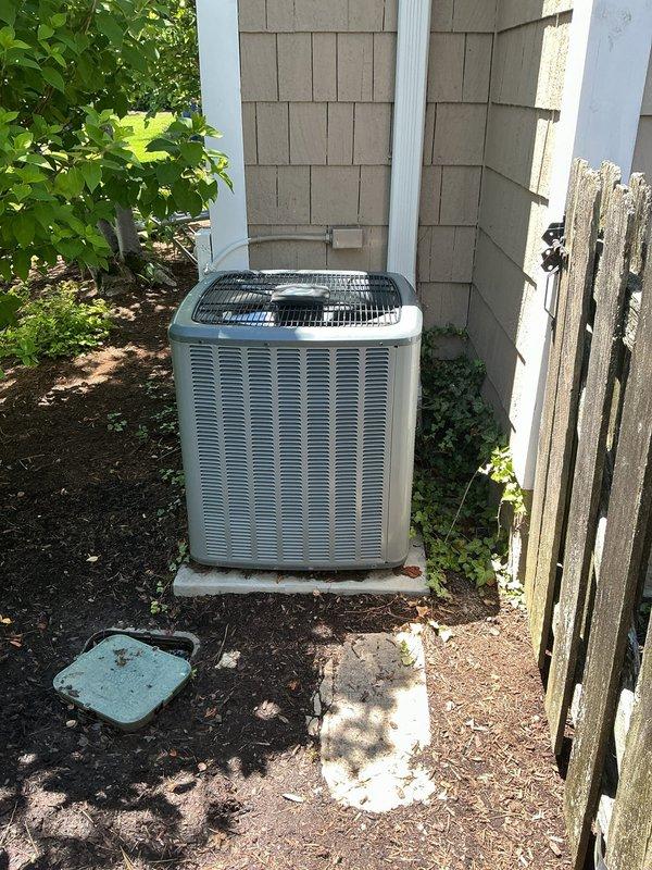 Completed scheduled preventive maintenance on residential split cooling system including indoor furnace unit and outdoor condensing unit. Performed comprehensive inspection of both components, verified proper refrigerant levels, checked electrical connections, cleaned condenser coils, tested system operation and airflow, and confirmed all safety controls functioning within manufacturer specifications. System operating efficiently with no deficiencies noted.