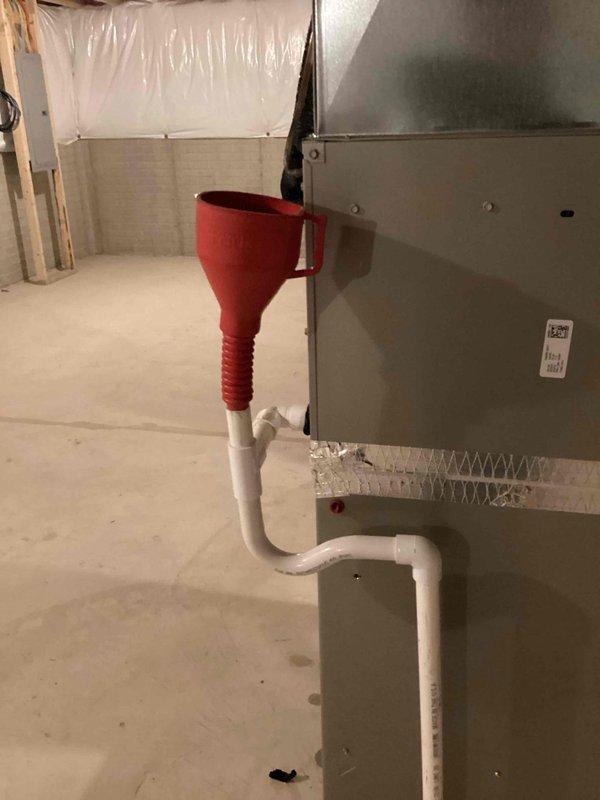 Completed scheduled preventive maintenance on residential cooling system. Performed comprehensive inspection of condensate drain system, verified proper drainage flow and trap operation, and tested drain pan for leaks using diagnostic equipment. All components found operating within normal parameters with drain lines clear and functioning properly.