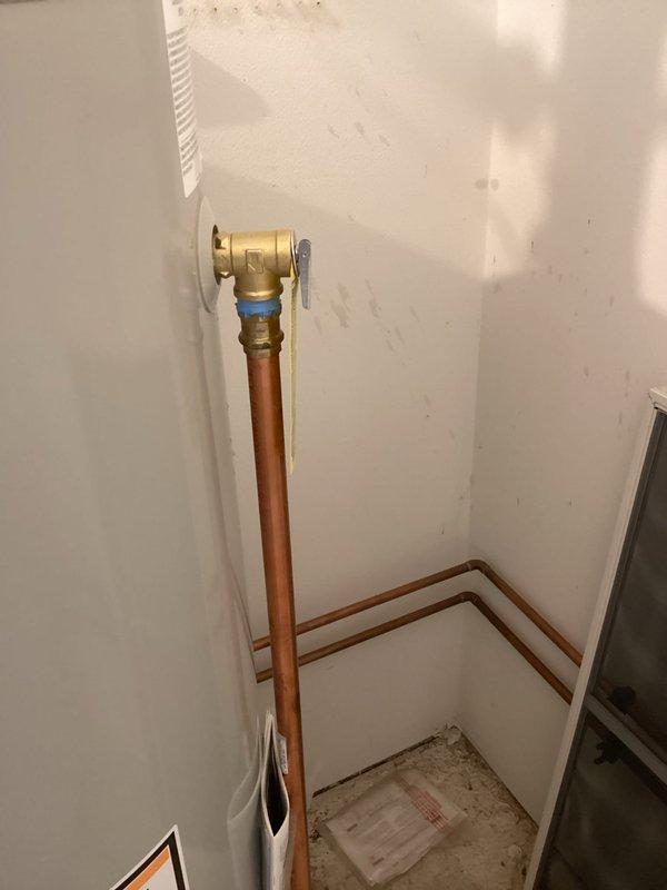Responded to second callback for leaking relief valve on copper piping system. Upon inspection, identified active leak at brass relief valve fitting located on vertical copper supply line in utility area. Replaced defective relief valve with new unit, ensuring proper seating and seal integrity. Tested system under full operating pressure to verify leak elimination and confirm proper valve function.