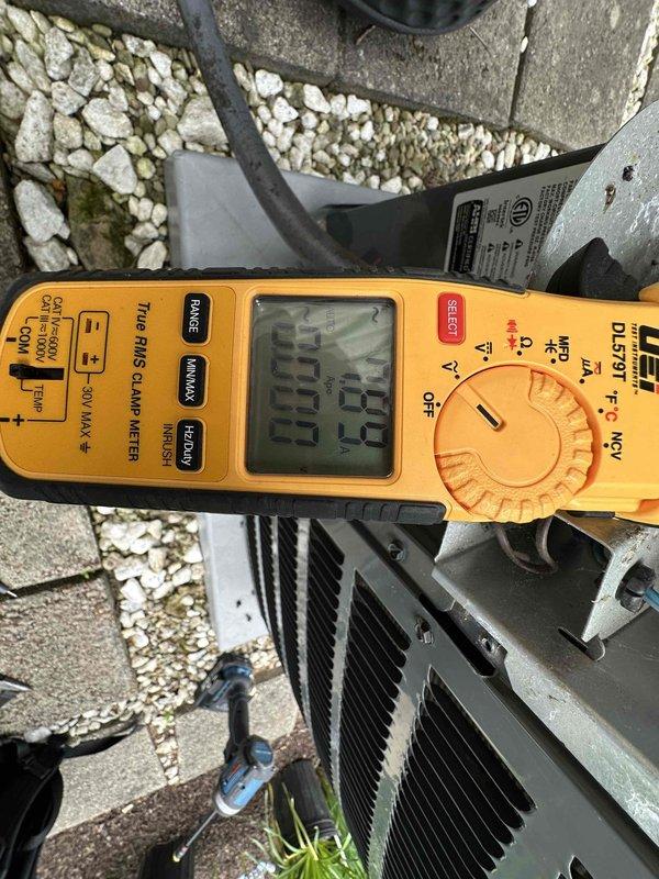 Completed seasonal cooling maintenance on residential HVAC system. Performed electrical diagnostics on condensing unit using digital multimeter, confirming proper voltage readings. Inspected and replaced heavily soiled air filter with significant dust and debris accumulation. Customer declined optional electrical inspection services.