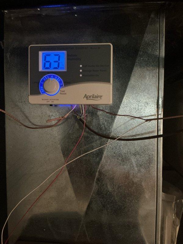 Completed scheduled cooling maintenance on Carrier HVAC system. Performed comprehensive inspection of furnace unit, verified proper operation of Aprilaire control system displaying 63°F, checked all electrical connections and control wiring, inspected ductwork including metallic flexible ducts and PVC condensate lines for proper installation and condition. All components found operating within normal parameters. System ready for cooling season operation.