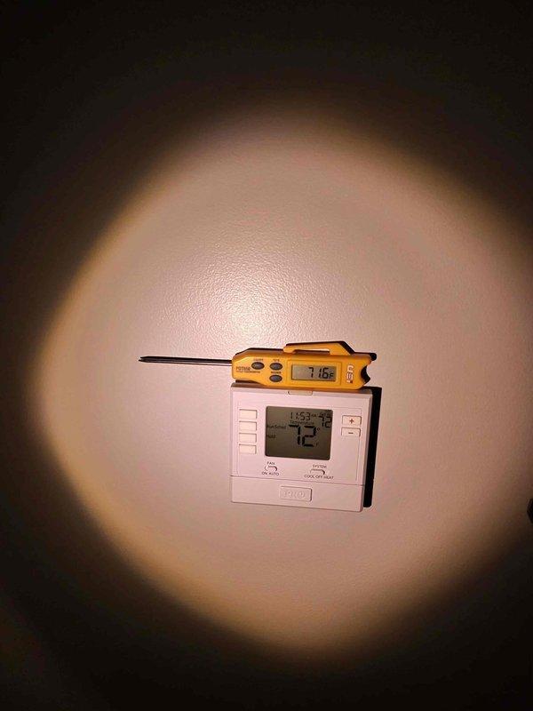 Responded to service call for air conditioning system that would not shut off, marking the seventh visit since installation in February. Upon arrival, performed diagnostic testing of thermostat operation and system cycling, verifying temperature differential between setpoint and actual room temperature. Investigated reported issue with bypassed mitigation board and inspected system wiring and control connections at both indoor and outdoor units. Utilized manifold gauges to check refrigerant pressures and system performance, confirming proper cooling operation but identifying control circuit malfunction preventing proper system shutdown at thermostat call satisfaction.