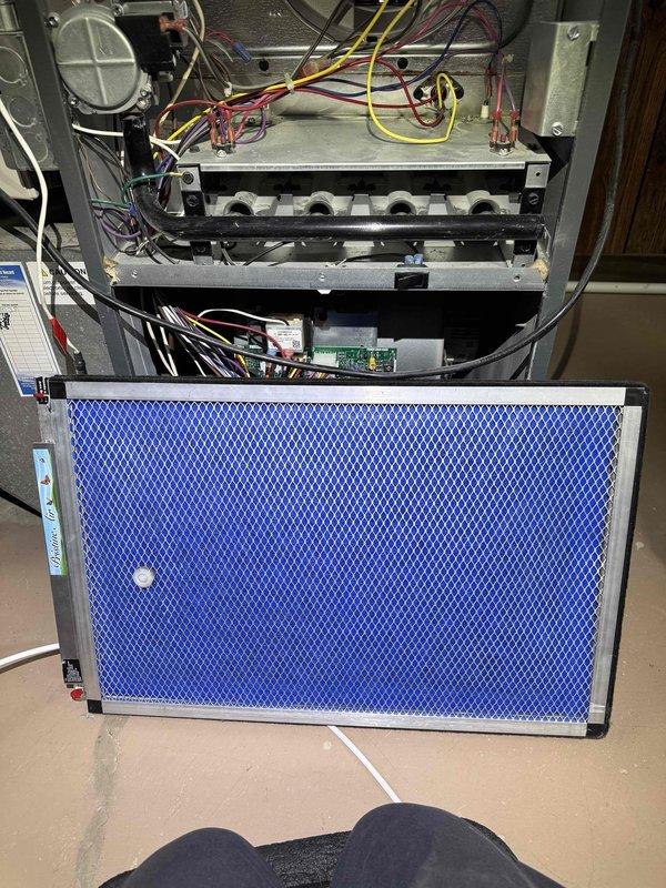 Responded to service call for thermostat displaying inaccurate temperature readings. Performed system inspection including blower assembly and internal HVAC components, replaced air filter, and verified proper operation of electrical connections and circuit board functionality.