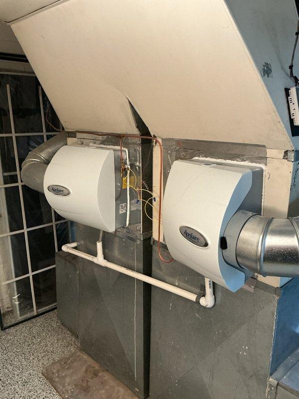 Completed seasonal cooling maintenance on dual HVAC systems as part of ongoing preventative maintenance program. Performed comprehensive inspection and servicing of Bryant furnace with integrated cooling system, including air handler components, ductwork, and associated humidification equipment. Verified proper operation of all mechanical and electrical components, checked refrigerant levels, cleaned condensate drainage systems, and confirmed optimal airflow throughout both systems to ensure efficient cooling performance for the upcoming season.