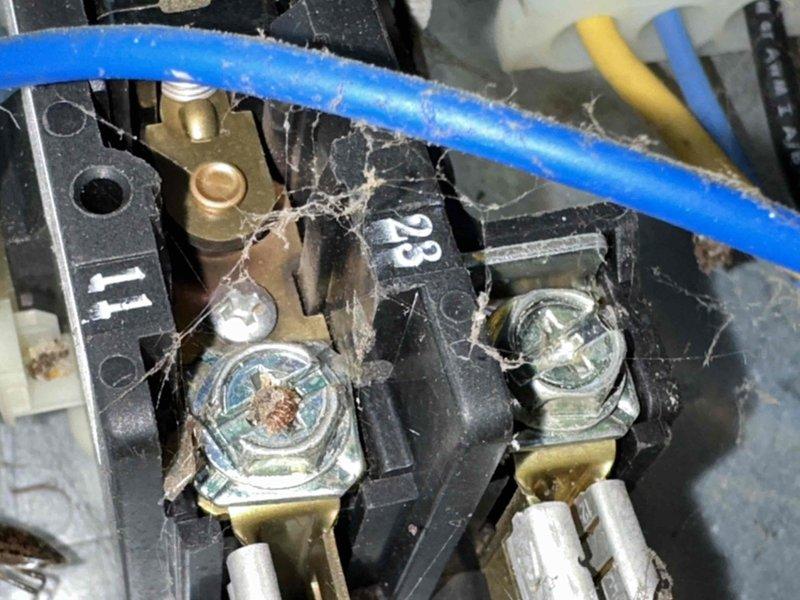 Completed comprehensive tune-up on residential air conditioning system. Performed standard maintenance including inspection of blower assembly and electrical connections, which revealed moderate dust accumulation on blower wheel and significant cobwebbing with minor corrosion on terminal block connections. Cleaned electrical terminals, verified all wire connections were secure, and confirmed blower operation within normal parameters.