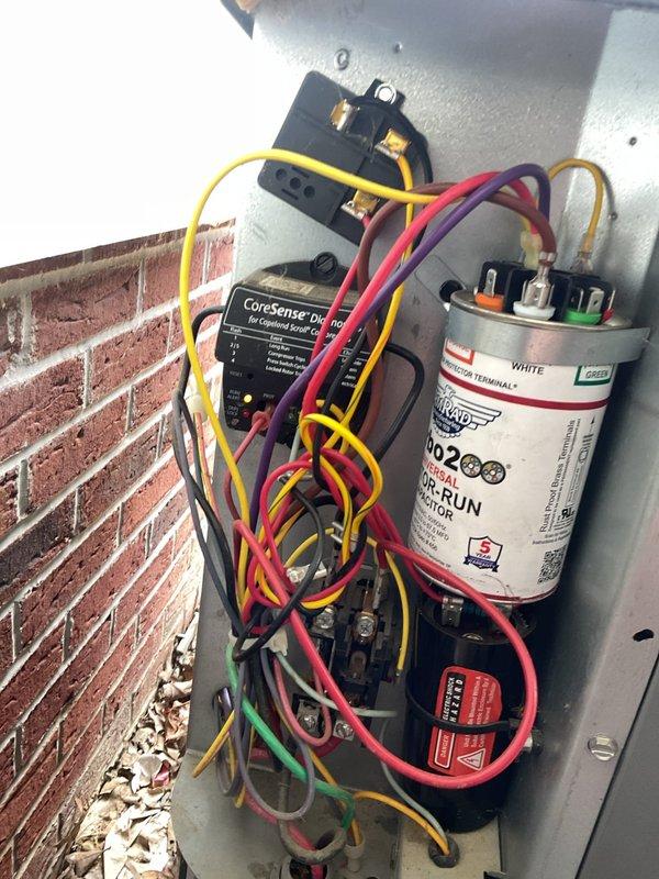 Completed routine cooling maintenance on two HVAC systems, performing standard seasonal inspection and testing of all components. Inspected electrical control panels, capacitors, contactors, and CoreSense compressor diagnostic modules on both units, verifying proper operation and connections. Customer declined optional electrical inspection at time of service.