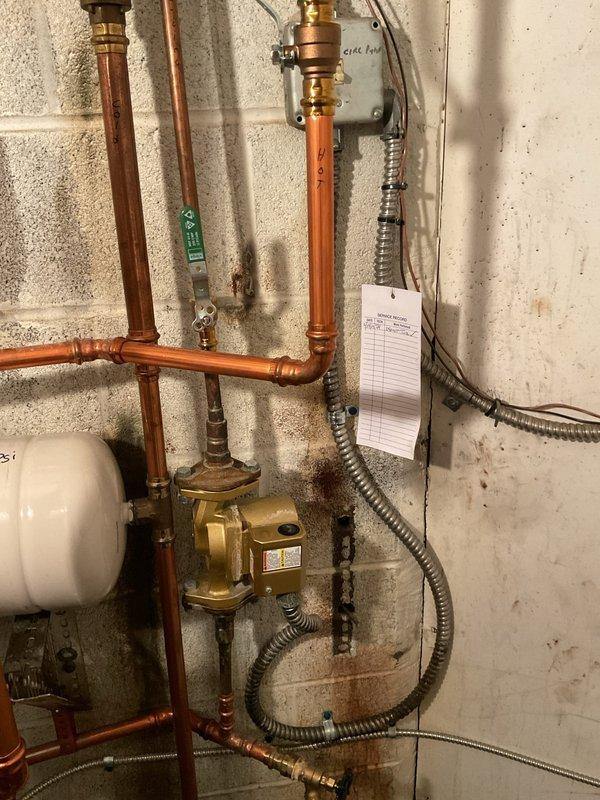 Completed scheduled preventative maintenance on residential air handler cooling system. Performed comprehensive inspection of unit specifications, verified manufacturer data plate information, and documented system components including copper refrigerant lines, expansion tank, and associated piping infrastructure. All equipment operating within normal parameters with no deficiencies noted.