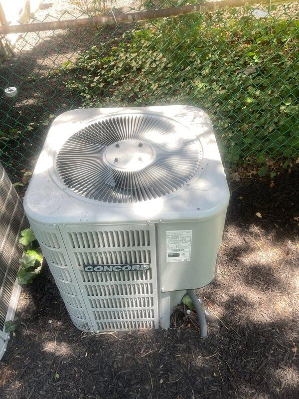 Returned to site to complete replacement of condenser fan motor and run capacitor on 2.5 ton Concord condensing unit. Successfully installed new components, verified proper electrical connections, tested system operation, and confirmed unit is running within manufacturer specifications.