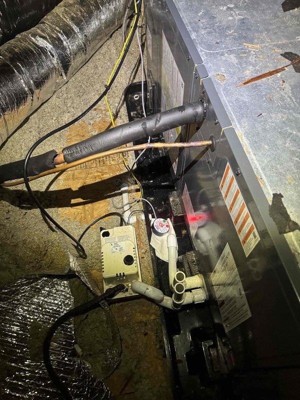 Responded to no cooling call with thermostat displaying blank screen following previous service visit. Upon arrival, discovered complete loss of power to air handler and thermostat. Inspected electrical panel and terminal strip connections, identifying loose or failed low voltage wiring causing system shutdown. Secured all terminal connections, tested control circuit continuity, and verified proper voltage supply to thermostat and air handler. Restored power to system and confirmed unit operation with normal cooling cycle established.