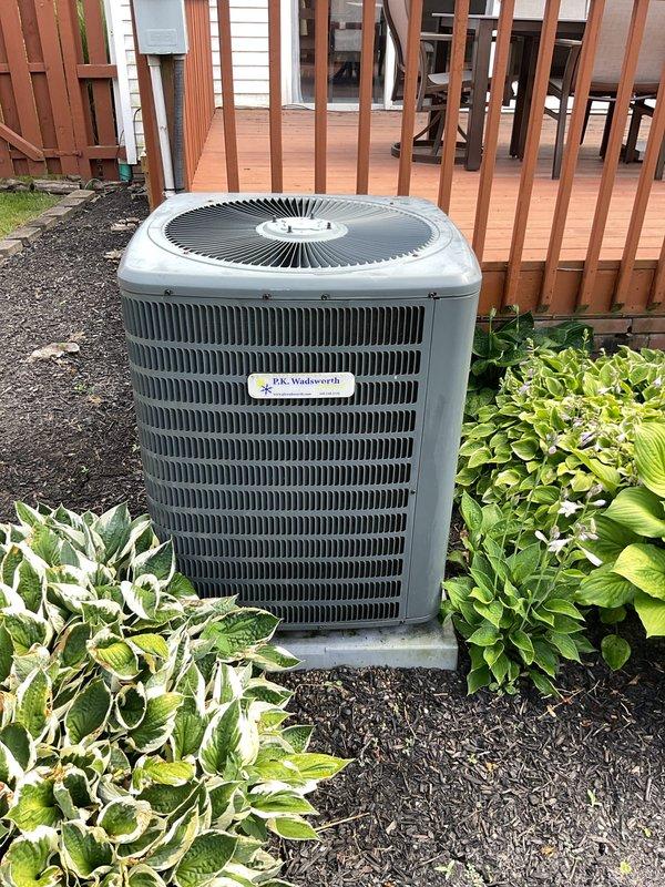 Completed comprehensive cooling season tune-up on J.K. Wadsworth outdoor condensing unit and indoor air handler system. Performed standard maintenance procedures including filter inspection, electrical connections check, refrigerant level verification, and system performance testing to ensure optimal operation for the cooling season.